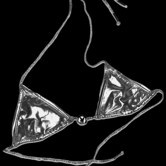 PLAYBOY Vintage Silver Logo Bikini Top